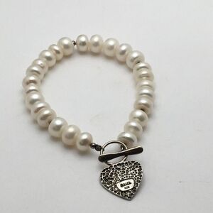 Pearl Beaded Bracelet W Sterling Clasp